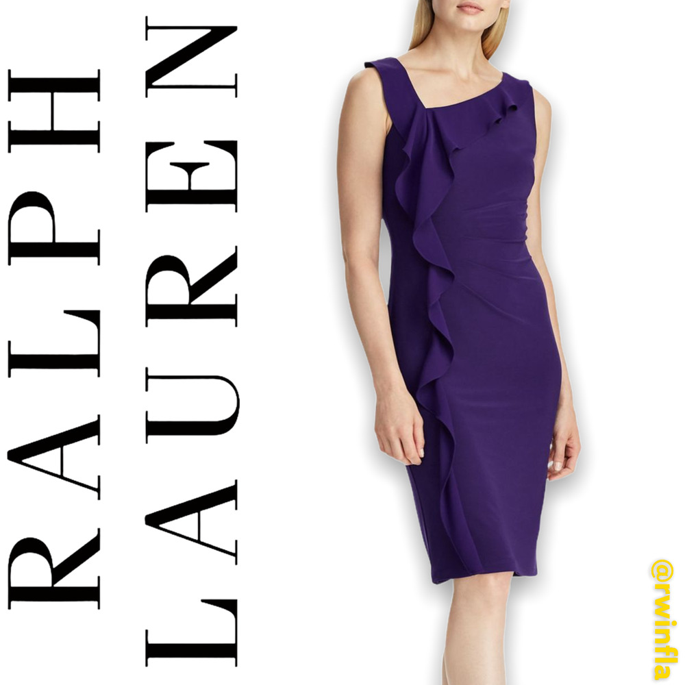 Ralph Lauren Sleeveless Ruffled Sheath Dress 0P